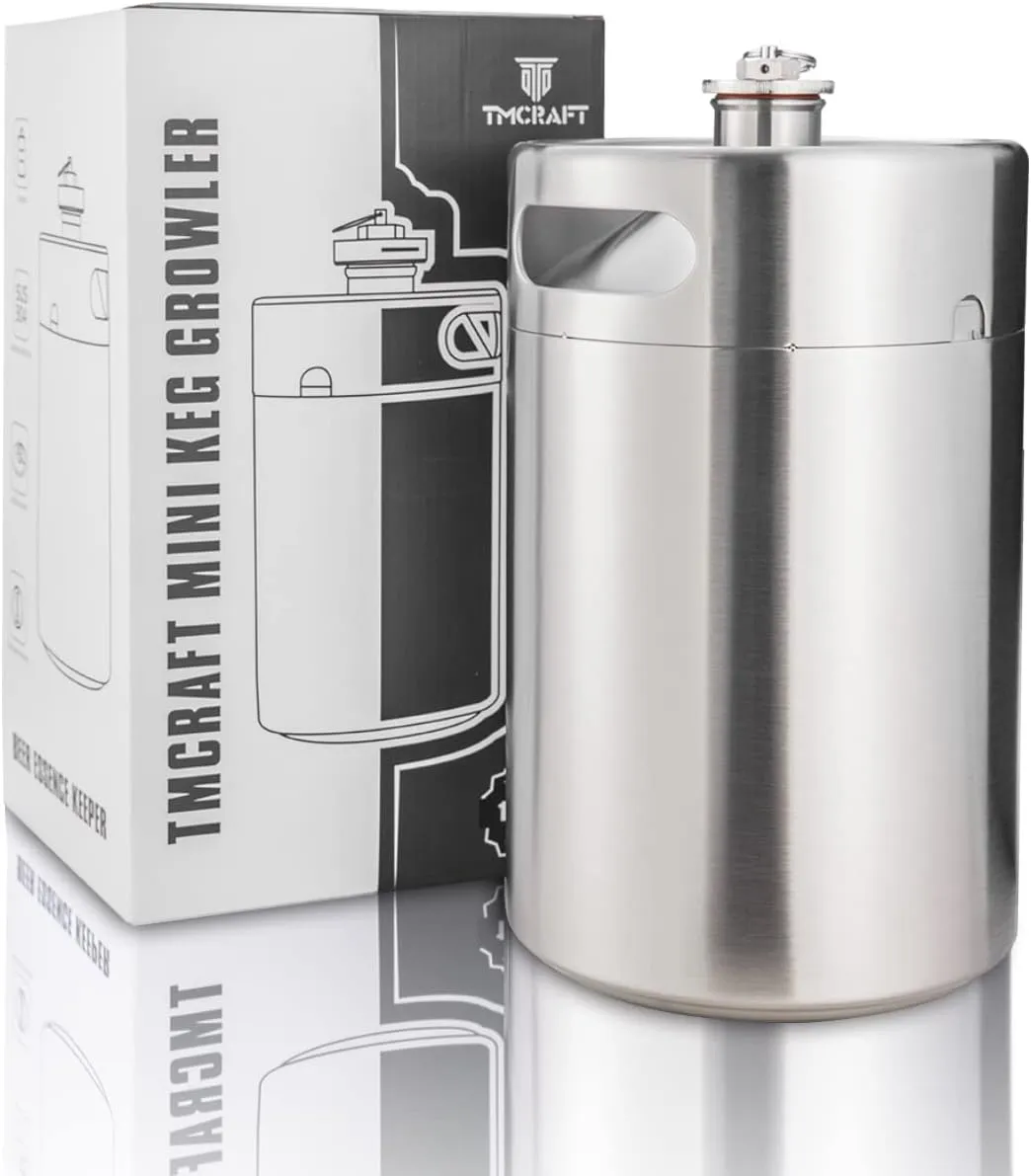Bild von TMCRAFT 5 Liter Mini Growler Keg aus Edelstahl mit sechskantigem Deckel für Hausbrauen und Craftbier