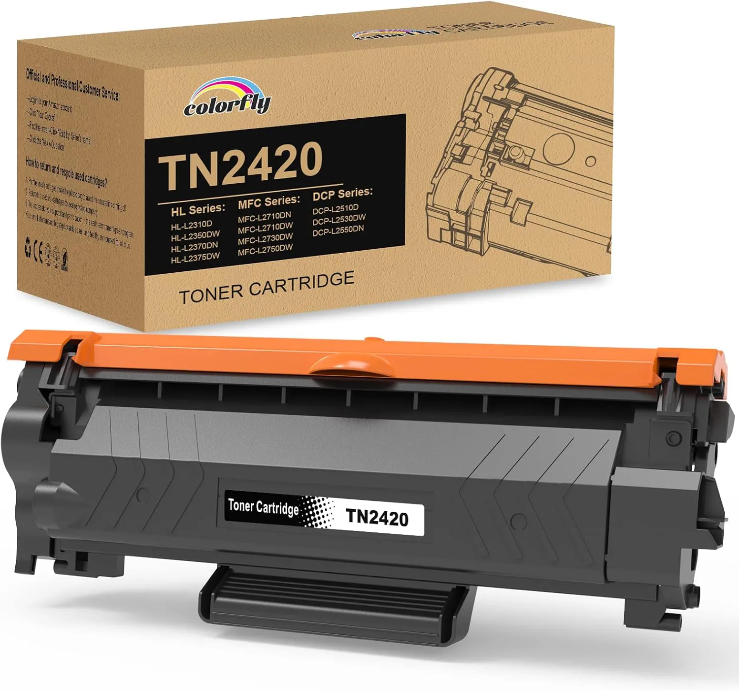 Bild von TN2420 Tonerkartusche kompatibel mit Brother Druckern MFC L2710DW, HL-L2350DW und DCP-L2530DW in Schwarz