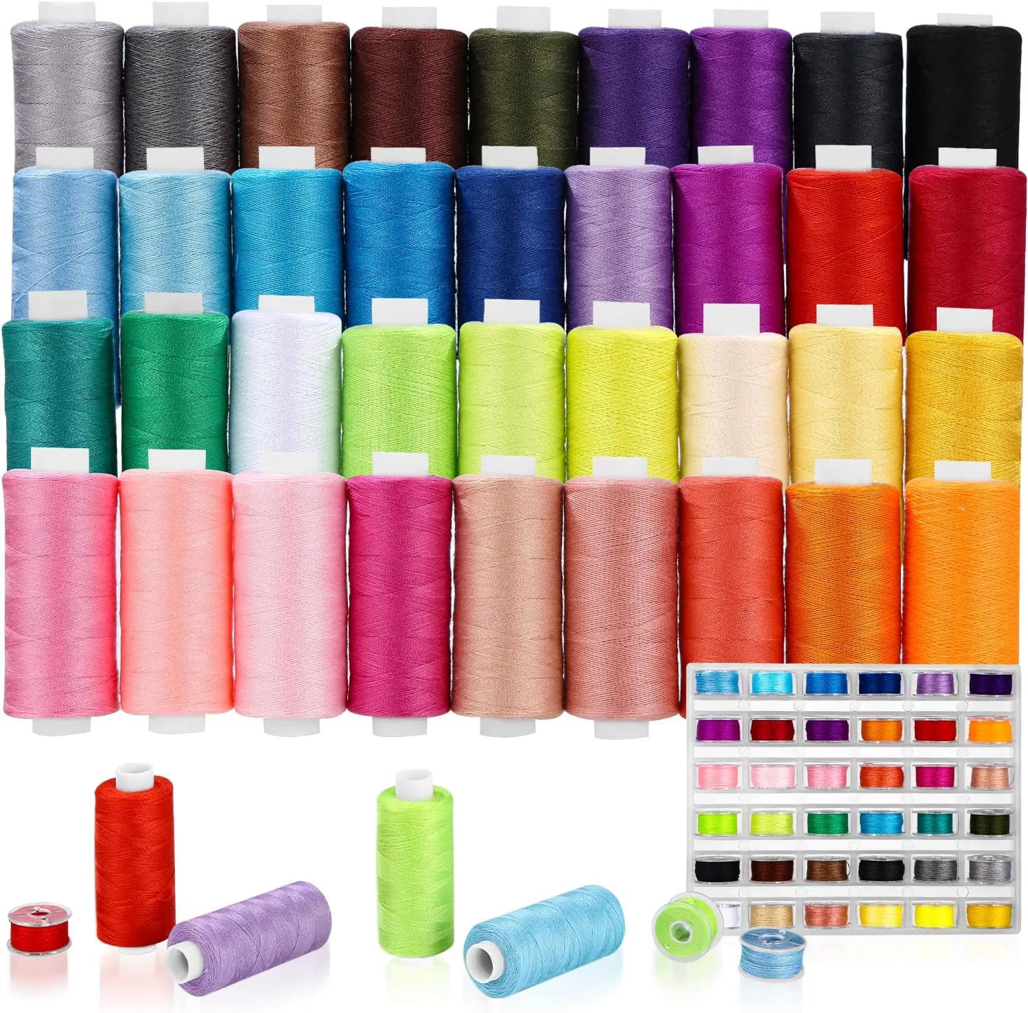 Bild von Toaren Nähgarn Set mit 36 Farben und 36 Unterfadenspulen für Nähmaschinen und Overlock-Nähmaschinen