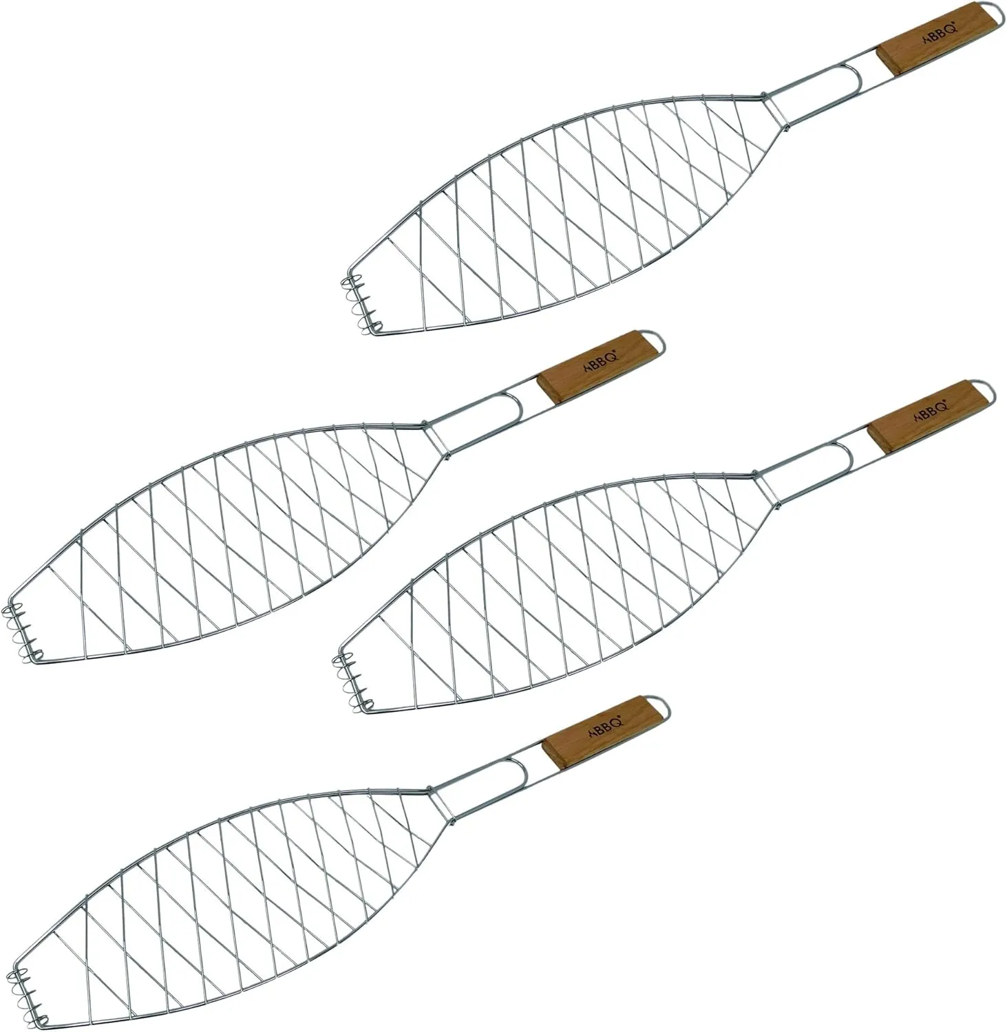 Bild von ToCi Fischgriller mit Holzgriff und Metallkorb 57 x 13 cm für Grill und BBQ