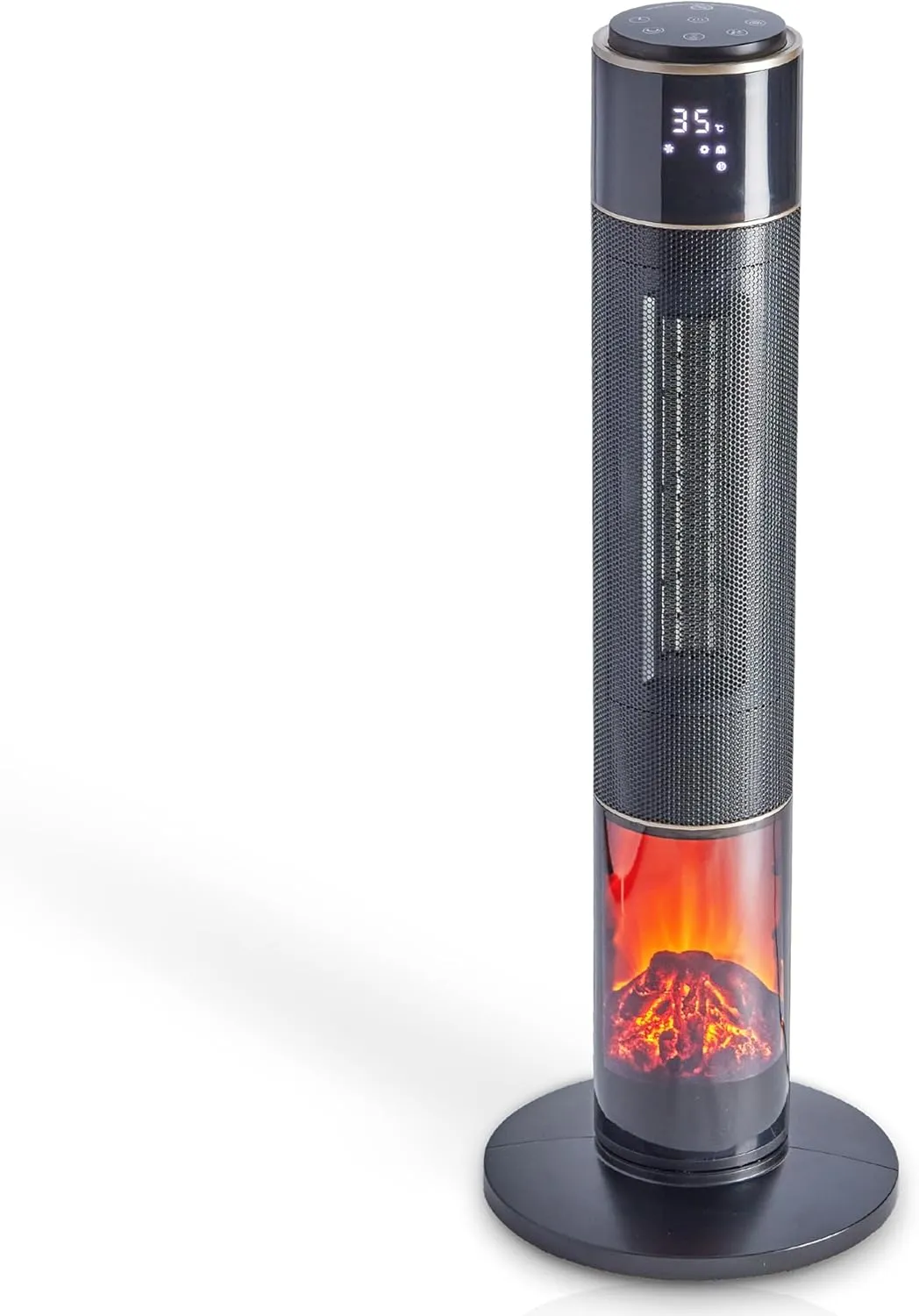 Bild von TOM Keramik Heizlüfter mit Kamineffekt und Fernbedienung, 1000W und 2000W, stromsparend und leise für verschiedene Räume