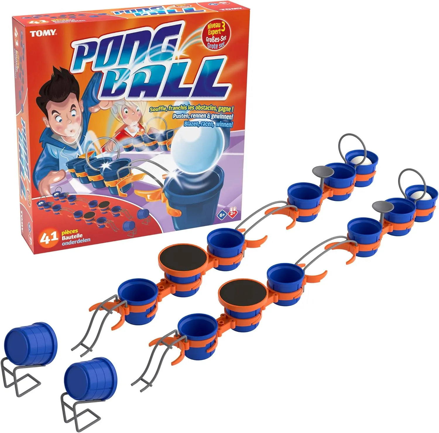 Bild von TOMY 14 Becher Set mit 4 Ping-Pong-Bällen, 8 kleinen Handschuhen, 2 Bügeln, 2 Tees, 2 parallelen Stangen, 2 Trampolinen und 1 Bedienungsanleitung in mehreren Farben