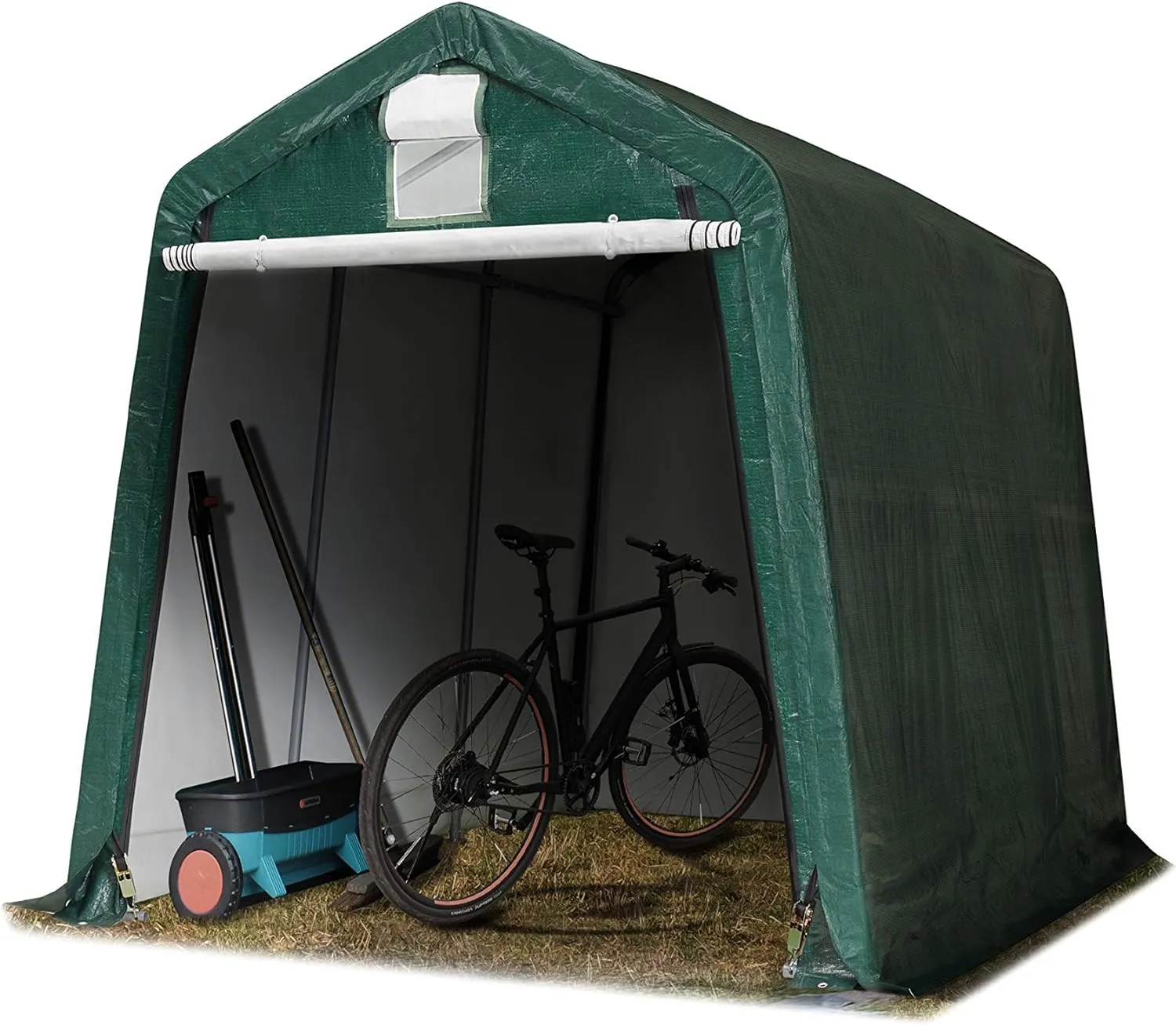 Bild von TOOLPORT Garagenzelt Carport in dunkelgrün mit den Maßen 2,4 x 3,6 m aus stabiler Stahlrohrkonstruktion und PE 450 N Plane
