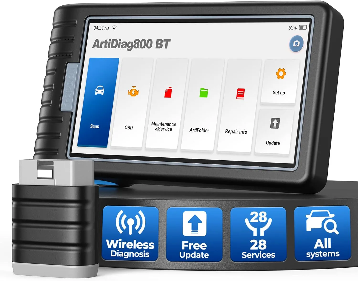 Bild von TOPDON ArtiDiag800BT OBD2 Diagnosegerät für alle Fahrzeuge mit 28 Servicefunktionen und kabelloser Verbindung in Schwarz