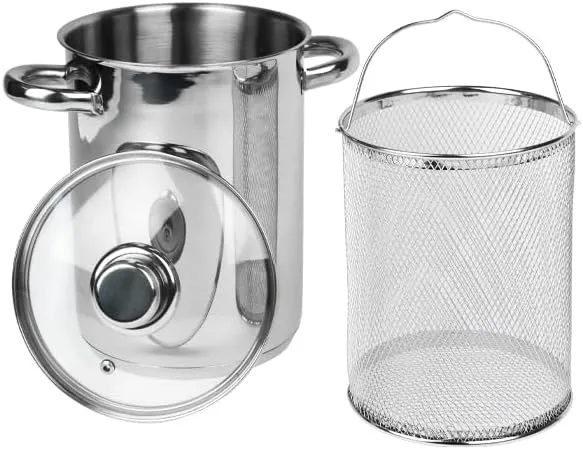 Bild von TOPFANN Spargeltopf und Spaghettitopf mit Siebeinsatz und Glasdeckel, 16 cm, 4,2 Liter, aus hochwertigem Edelstahl für Induktion