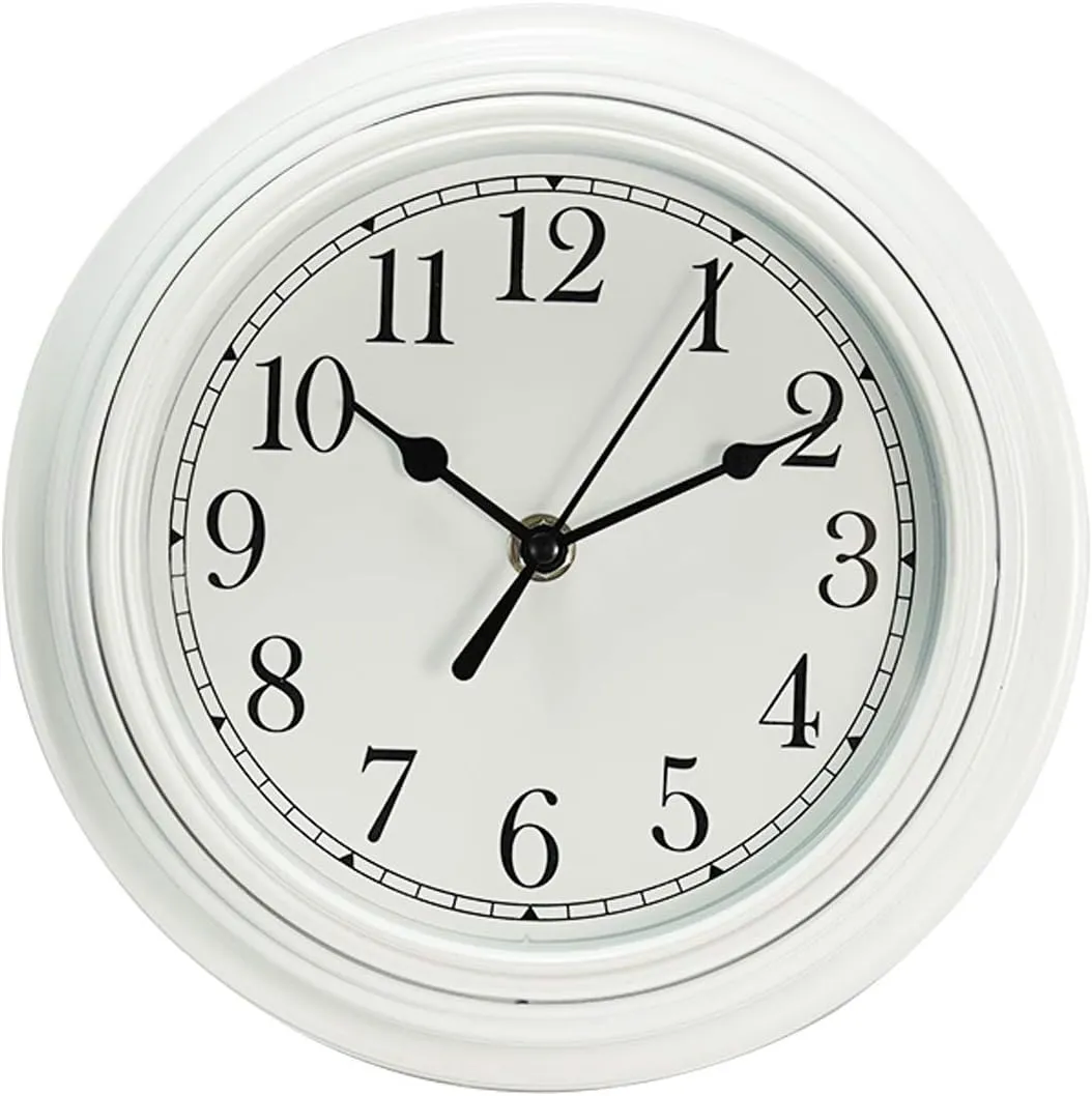 Bild von Topkey 9 Zoll stille Wanduhr in Weiß für Küche, Schlafzimmer und Büro