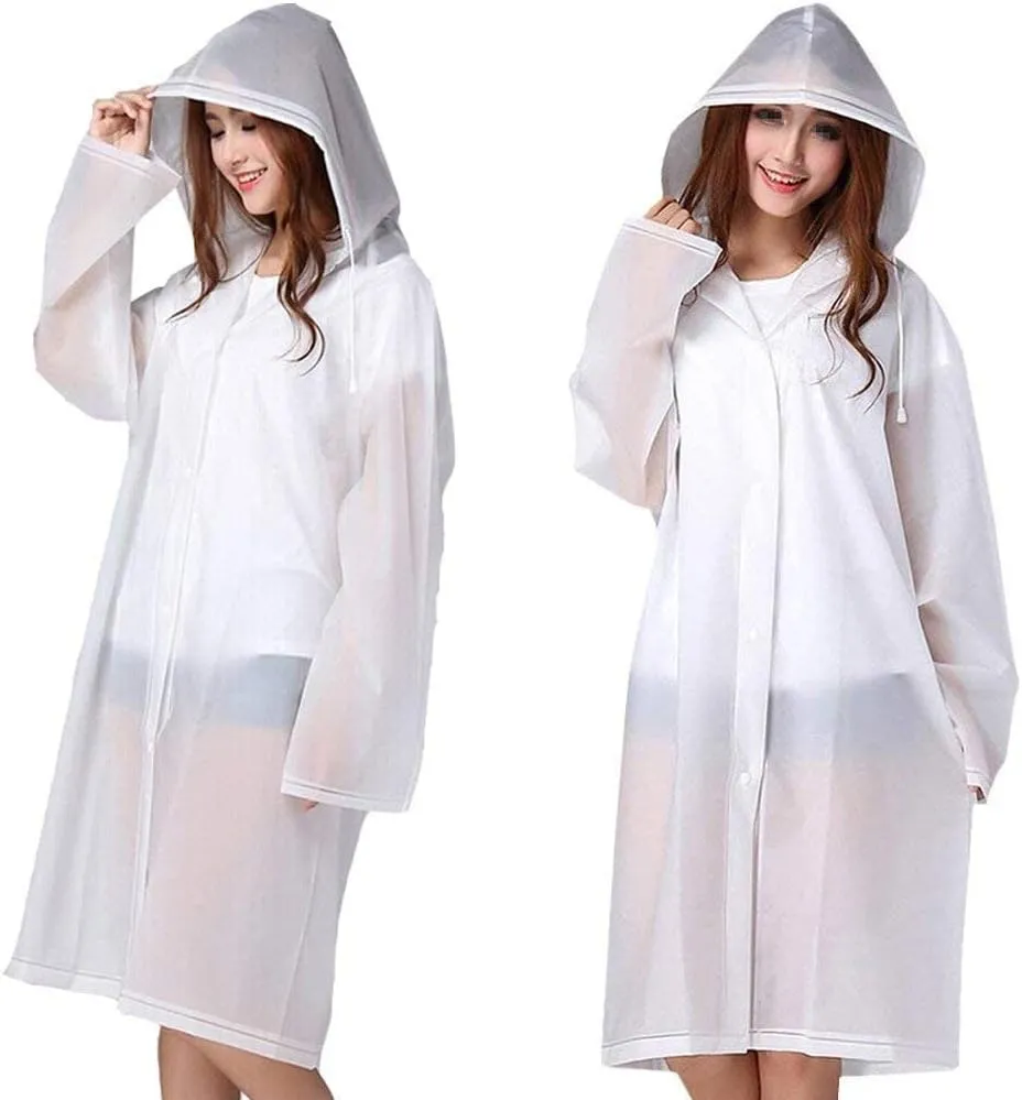 Bild von Tosean 2er Set wiederverwendbare Regenponchos mit Kapuze, wasserdicht und atmungsaktiv für Körpergrößen von 160 bis 190 cm