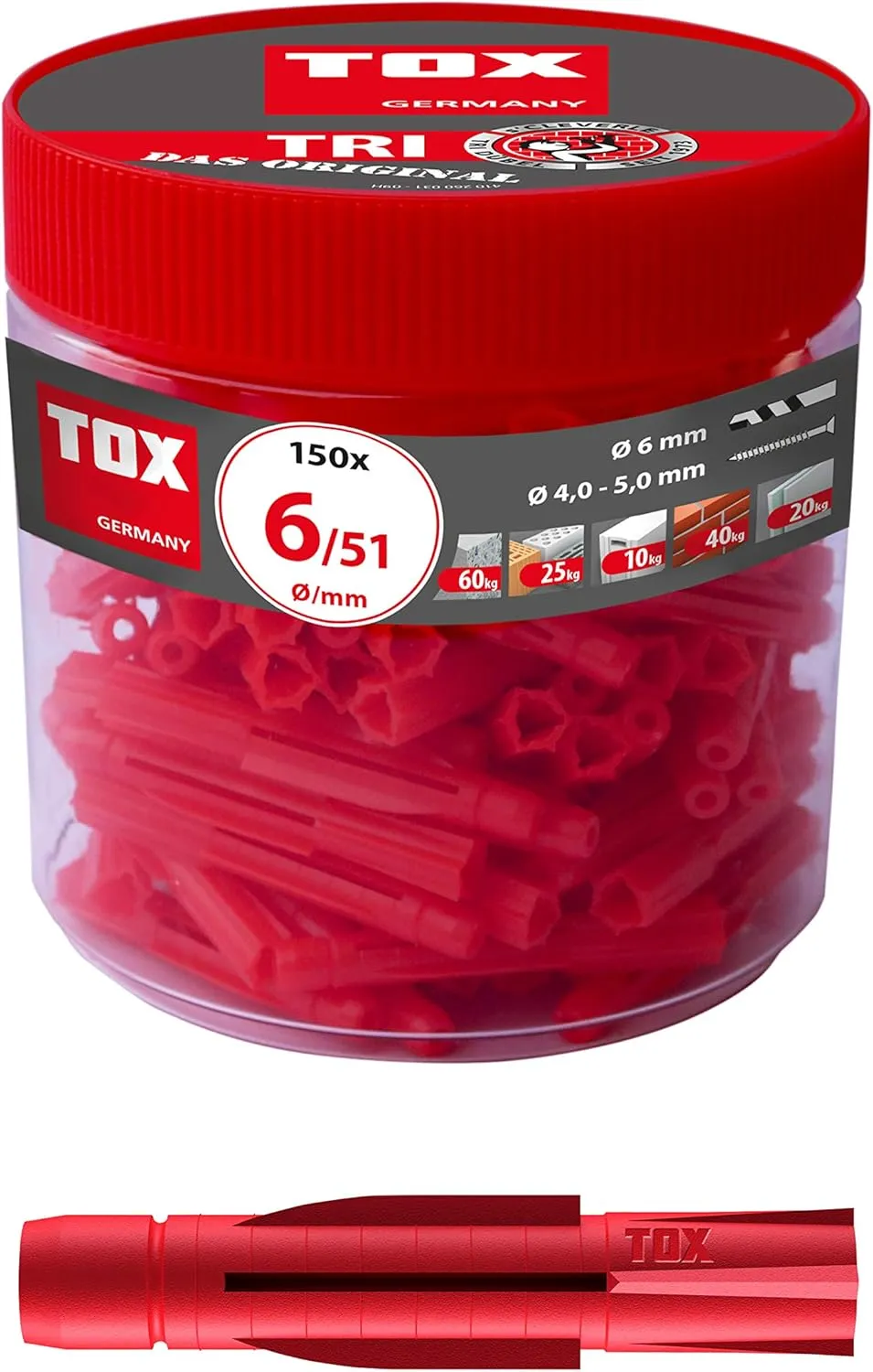 Bild von TOX Allzweckdübel Tri 6 x 51 mm in Runddose mit 150 Stück, Artikelnummer 010260041