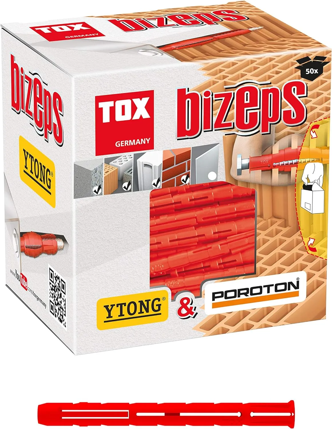 Bild von TOX Bizeps Parallelspreizdübel 8 x 90 mm, 50 Stück, Artikelnummer 00910015