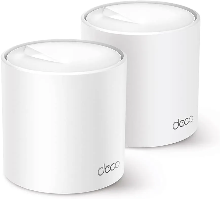 Bild von TP-Link Deco X60 Mesh WLAN Set mit zwei Einheiten, Wi-Fi 6 AX5400, Dual Band, zwei Gigabit Ports pro Einheit, empfohlen für 3-5 Schlafzimmer, umfassender Jugendschutz und WPA3