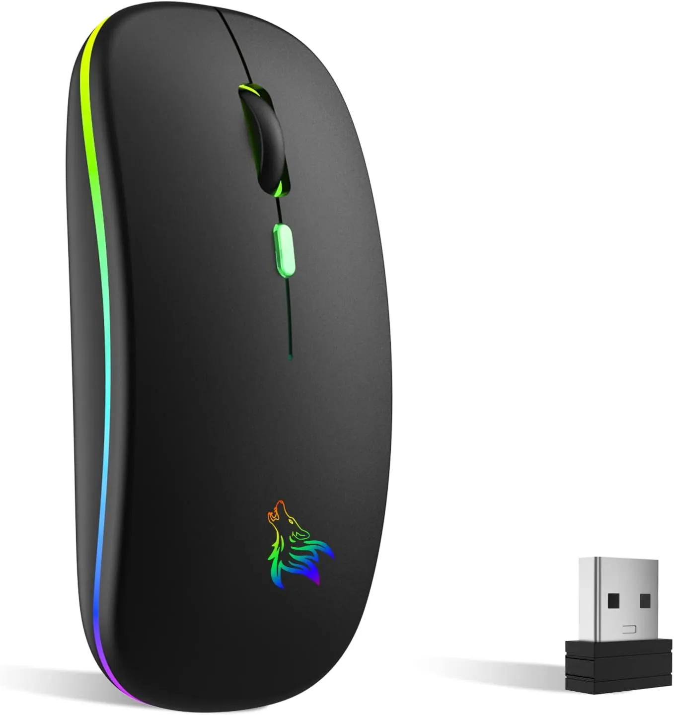 Bild von TQQ Kabellose Maus mit 2,4 GHz und Bluetooth, 1600 DPI, wiederaufladbar für Laptop, PC, iOS, Android und Windows