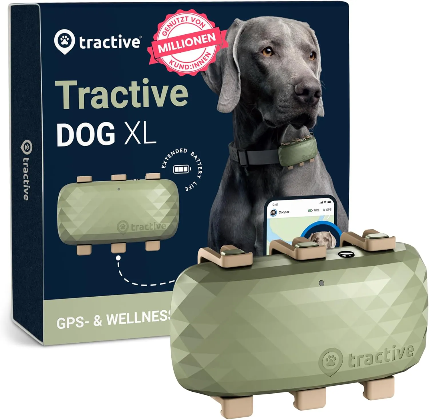 Bild von Tractive XL GPS Tracker für Hunde mit weltweiter Live-Ortung und bis zu einem Monat Akkulaufzeit