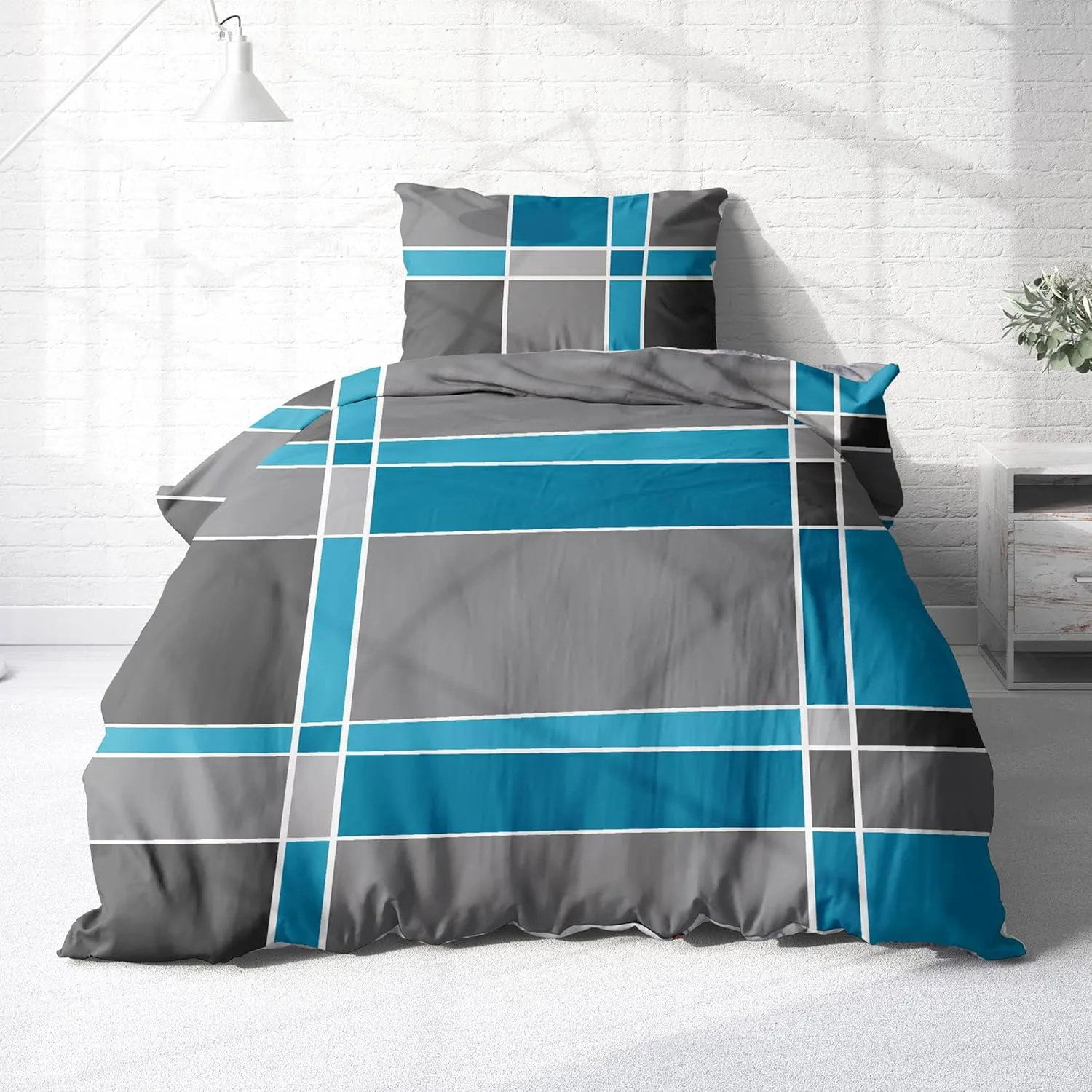 Bild von Träumschön Biber Bettwäsche Set 135x200 cm im Karodesign mit Kissen 80x80 cm