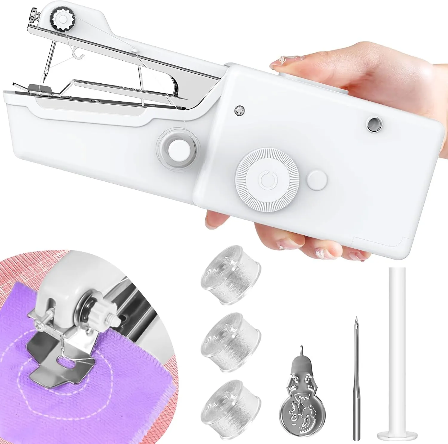 Bild von Tragbare elektrische Handnähmaschine für Anfänger mit Zubehör für DIY-Projekte