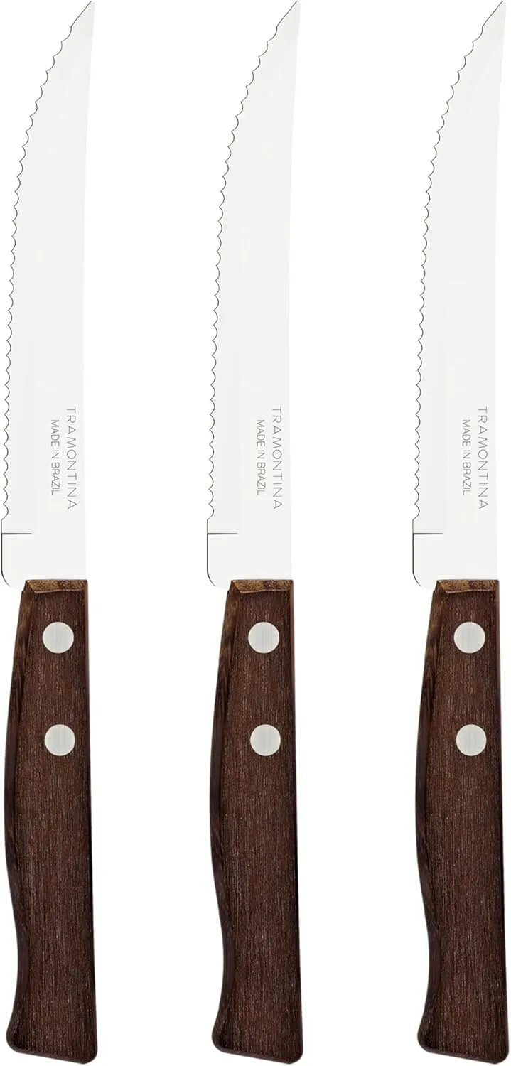 Bild von Tramontina Traditional Steakmesser Set mit 3 rostfreien Messern und edlen Holzgriffen