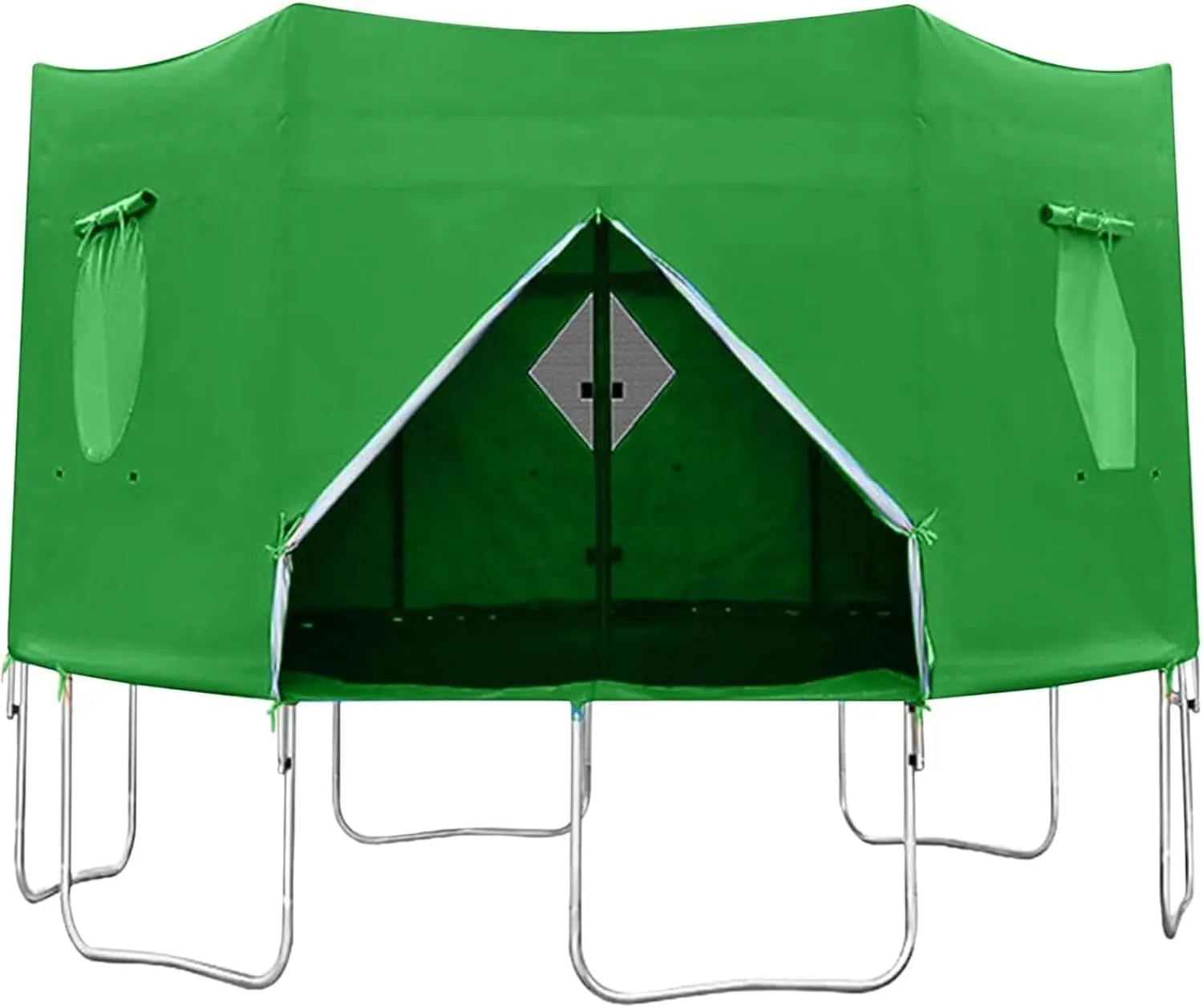 Bild von Trampolin Zelt und Sonnenschutz für runde Trampoline mit 8 Stangen, wasserdicht und UV-beständig, grünes Zubehör für 306 cm Trampoline