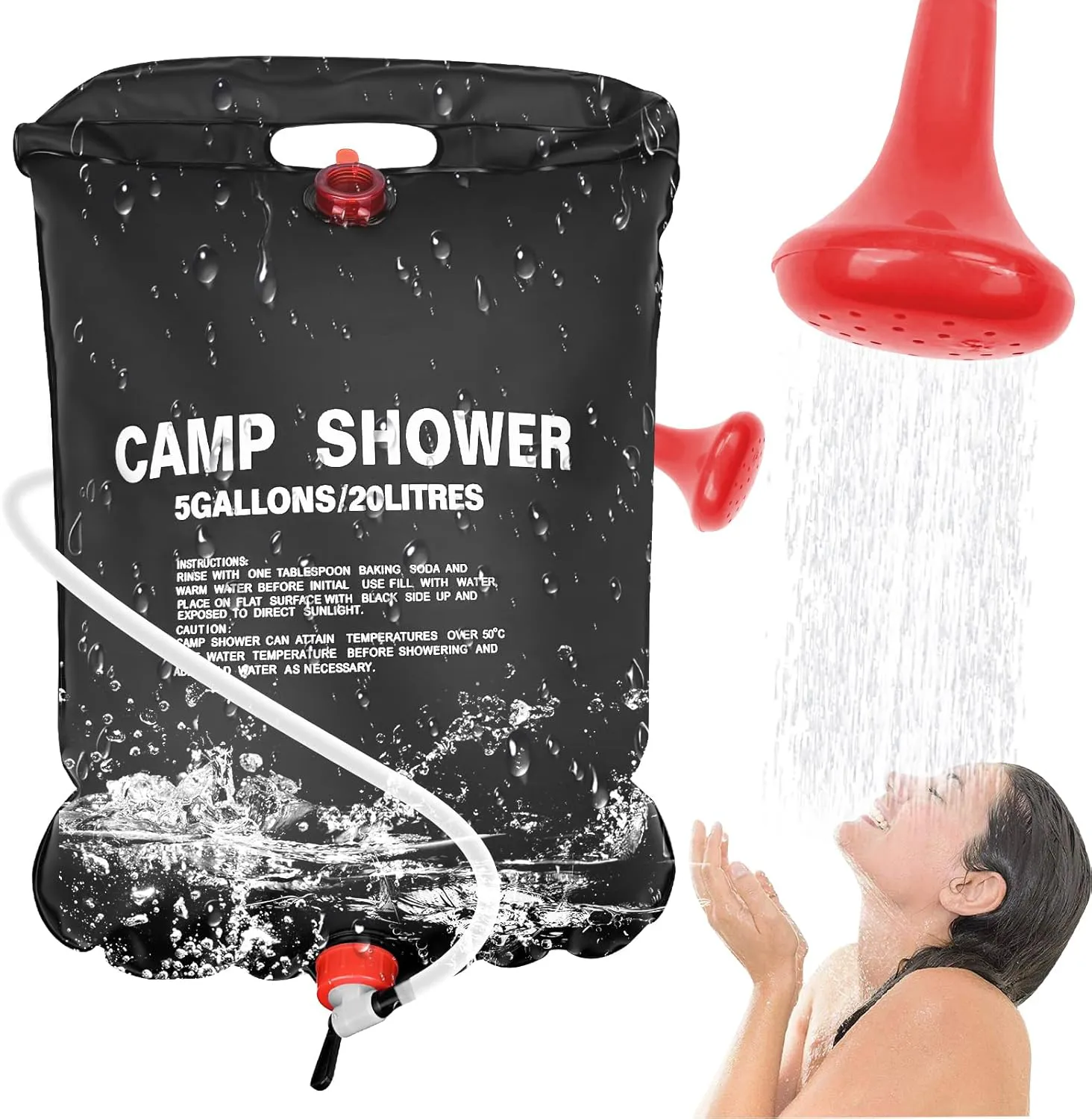 Bild von Traxenta 20l Solardusche für Camping mit abnehmbarem Duschkopf und Schlauch