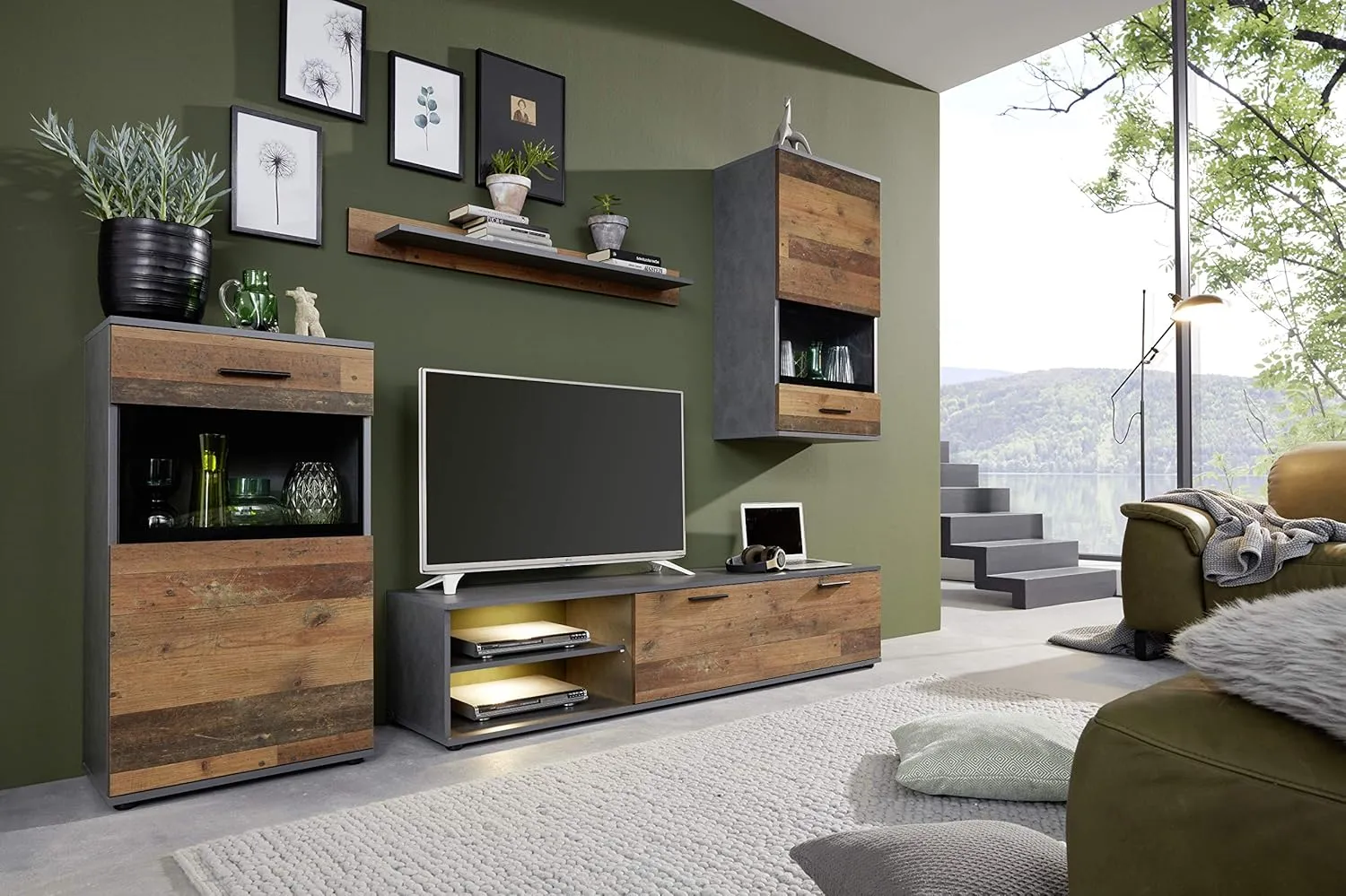Bild von trendteam Wohnzimmerkombination bestehend aus 4 Teilen in Mango und Matera mit Old Wood, Maße 246 x 182 x 37 cm, Artikelnummer 167300523