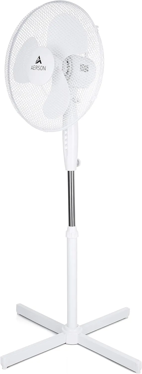 Bild von TRESKO AERSON Standventilator mit 40 cm Durchmesser, höhenverstellbar bis 120 cm, leise mit 3 Geschwindigkeitsstufen und 80° Oszillationsfunktion in Schwarz