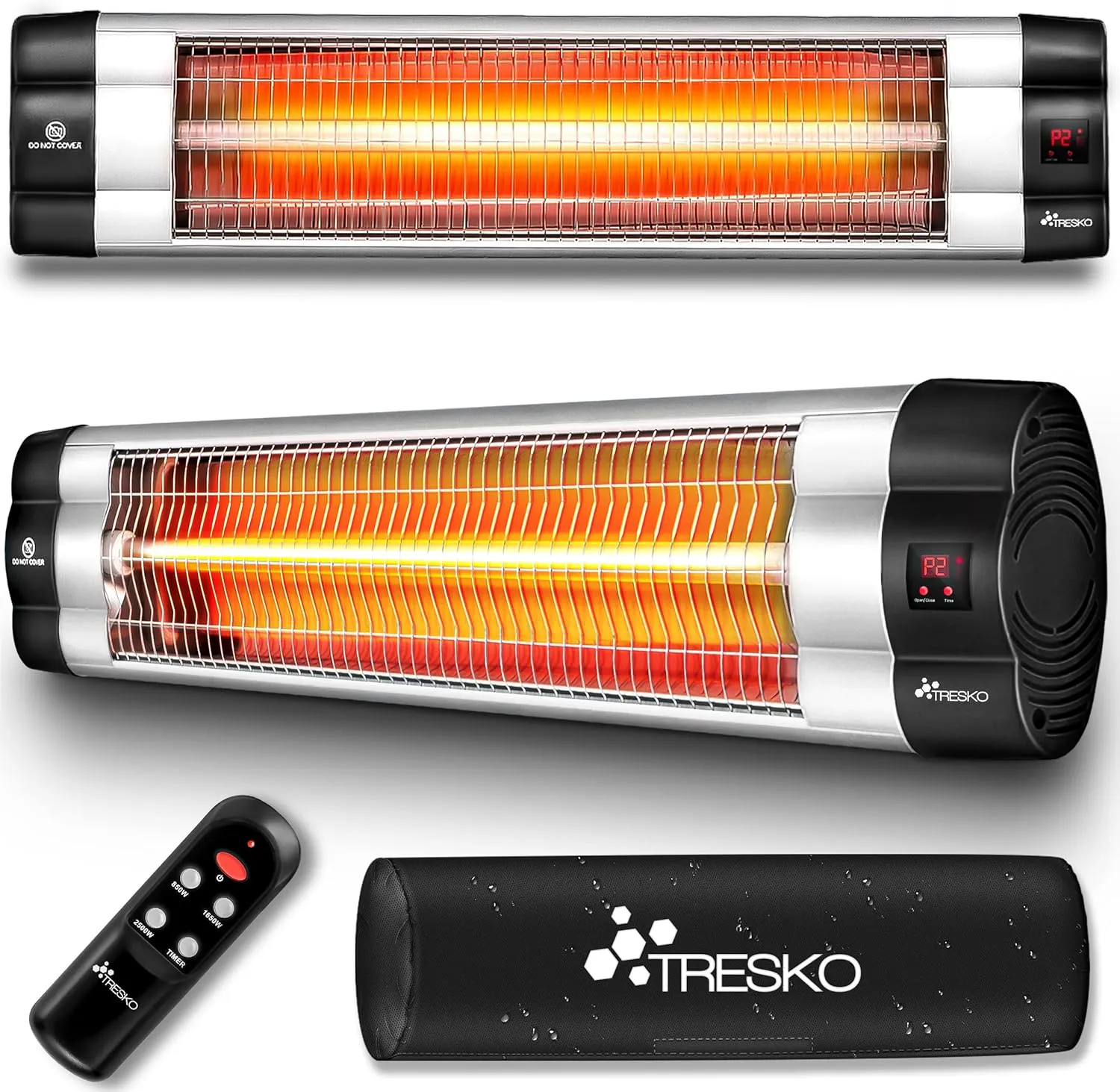 Bild von TRESKO Infrarot Heizstrahler mit 2500 Watt und Fernbedienung, 3 Heizstufen, geeignet für Innen und Außen, mit LED-Anzeige