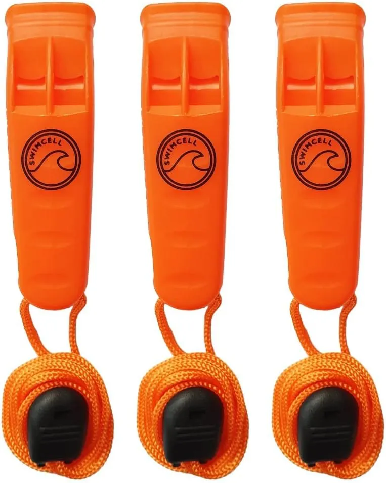 Bild von Trillerpfeife im 3er Pack mit Schlüsselband und Clip, wasserdicht, orange, für Notfälle, Wandern, Camping und Sicherheit, erzeugt über 85 dB in zwei Tönen