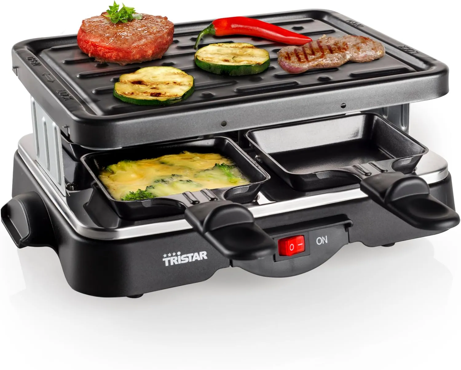 Bild von Tristar RA-2949 Raclette-Grill für bis zu 4 Personen mit 4 Pfännchen und 500 Watt