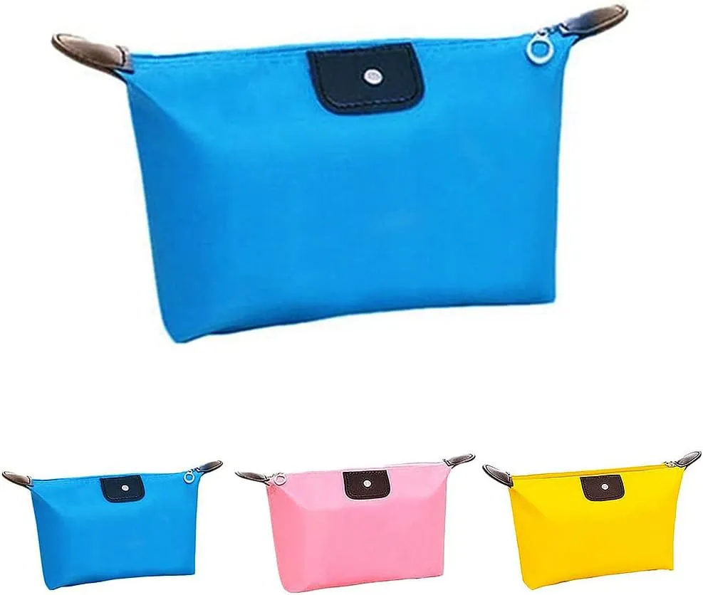 Bild von TRIXES 3-teiliges Reisetaschen-Set in Blau, Rosa und Gelb für die Aufbewahrung von Kosmetika und Toilettenartikeln