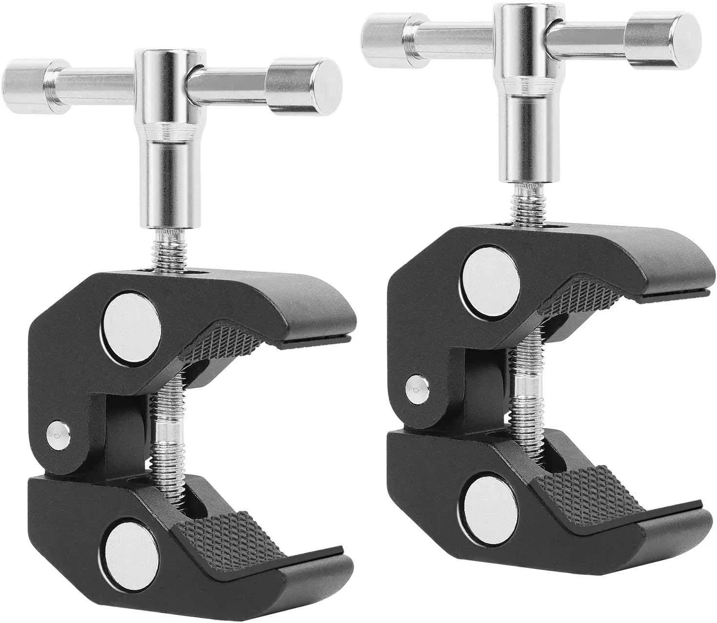 Bild von TRIXES Krabbenklemmen Set mit 2 Stück für Zubehörbefestigung an Tischen und Regalen, 1/4 und 3/8 Zoll Gewinde, öffnet bis 5,5 mm