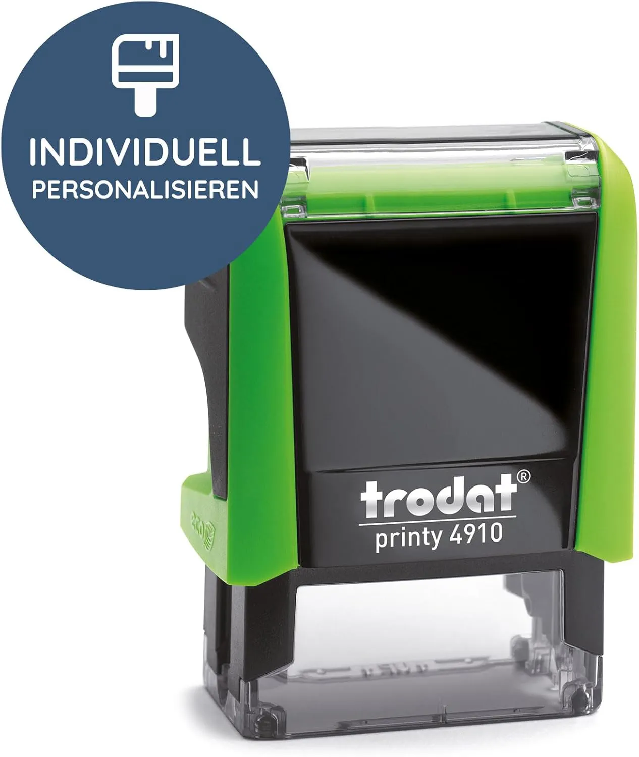Bild von Trodat Printy 4910 grüner Stempel mit Wunschtext, selbstfärbend, für Namen, Adressen und Firmen, 26 x 9 mm, 3 Zeilen