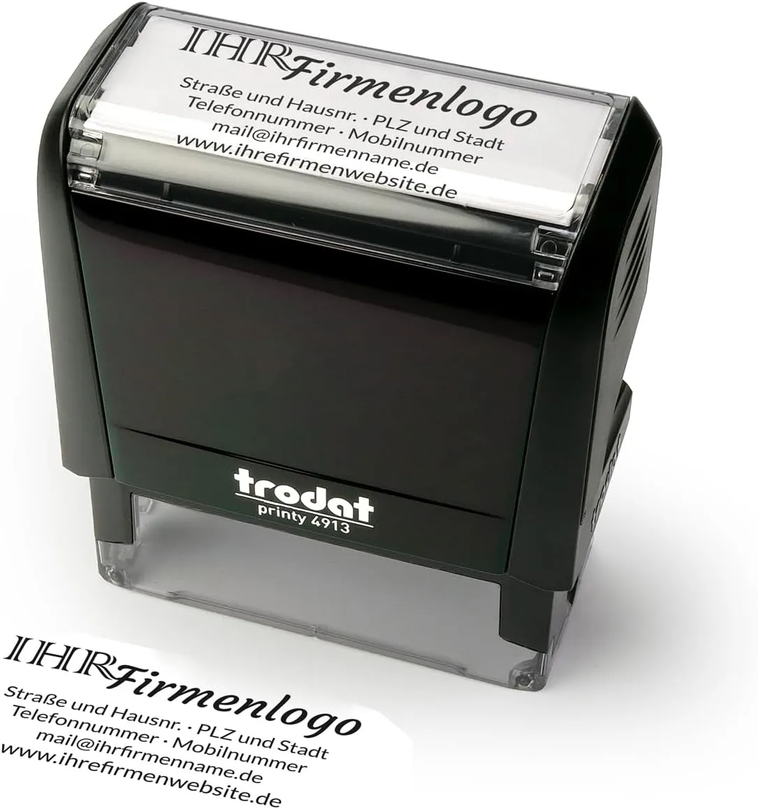 Bild von Trodat Printy 4913 Personalisierter Firmenstempel mit Logo und Wunschtext, selbstfärbend, Abdruckgröße 58 x 22 mm