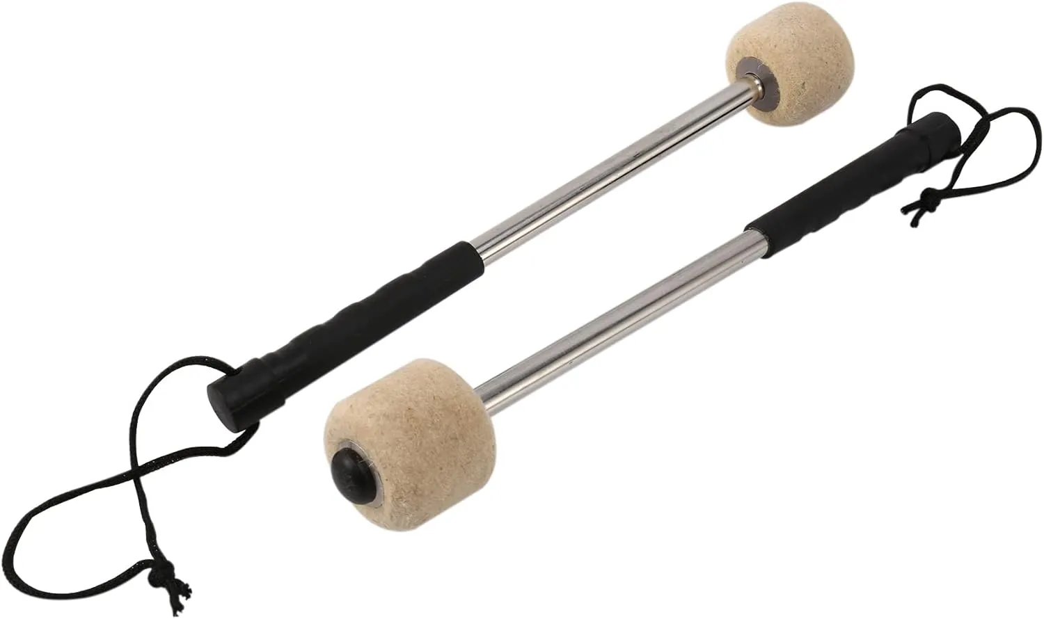 Bild von Trommelschlägel aus Filz mit Edelstahlkopf im 2er Set, weiß