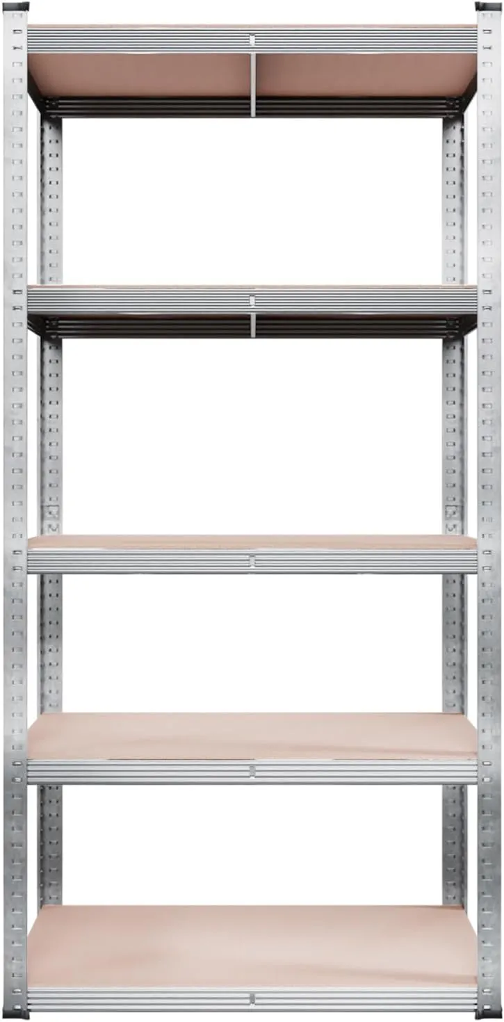 Bild von Tronitechnik Schwerlastregal mit Stahlgestell in silbern, 40 x 90 x 180 cm, 5 verstellbare Ablagen, bis 875 kg belastbar