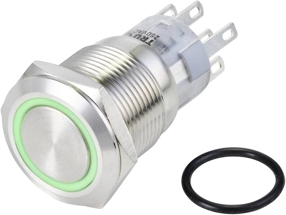 Bild von TRU Components Drucktaster TC-10090980 mit Vandalismuschutz, 24V, 250V AC, 3A, rastend