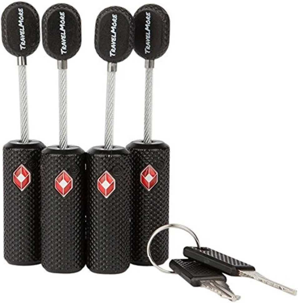 Bild von TSA Schlösser Set mit Schlüssel und flexiblem Kabel, 4er-Pack in Schwarz