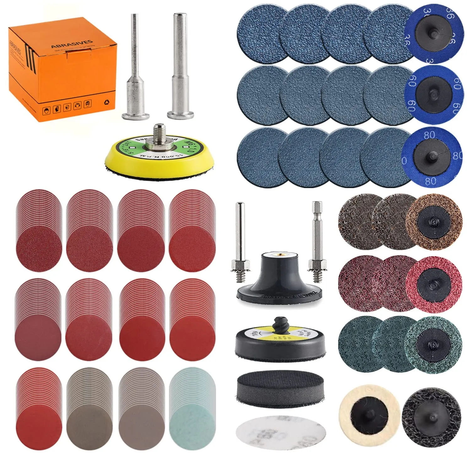 Bild von Tshya Schleifscheiben Set mit 270 Stück, 50mm Durchmesser, für Bohrer und Schleifmaschinen, inklusive Roll Lock Schleifpapier in verschiedenen Körnungen