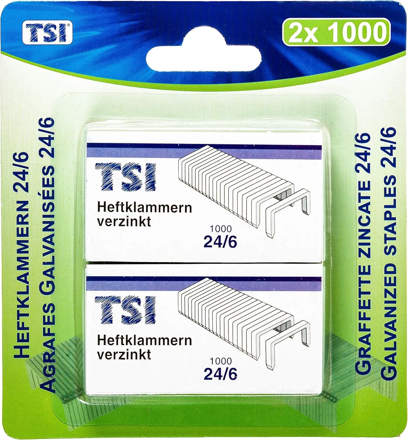 Bild von TSI 49028 Heftklammern 24/6 im Doppelpack mit jeweils 1000 Stück
