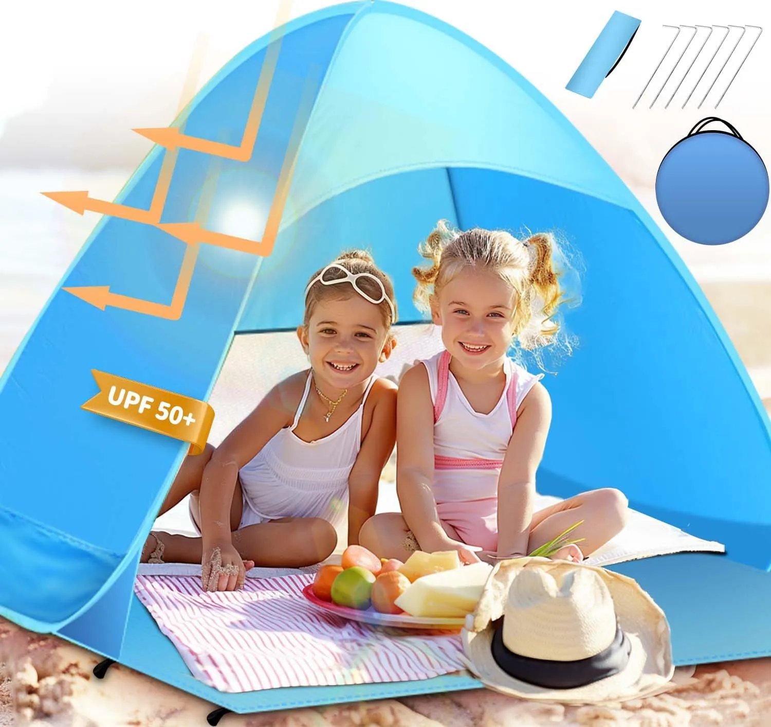 Bild von TUSVMGE Pop-up Strandmuschel für 2-3 Personen mit UV-Schutz und wasserdichtem Design