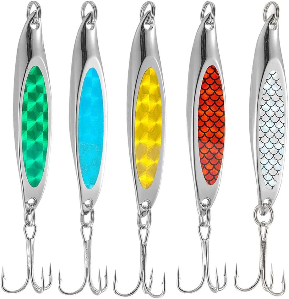 Bild von TUXIBIN 5 Stück Metall Fischköder Set mit Löffel und Spinnerbaits für Makrele und Forelle