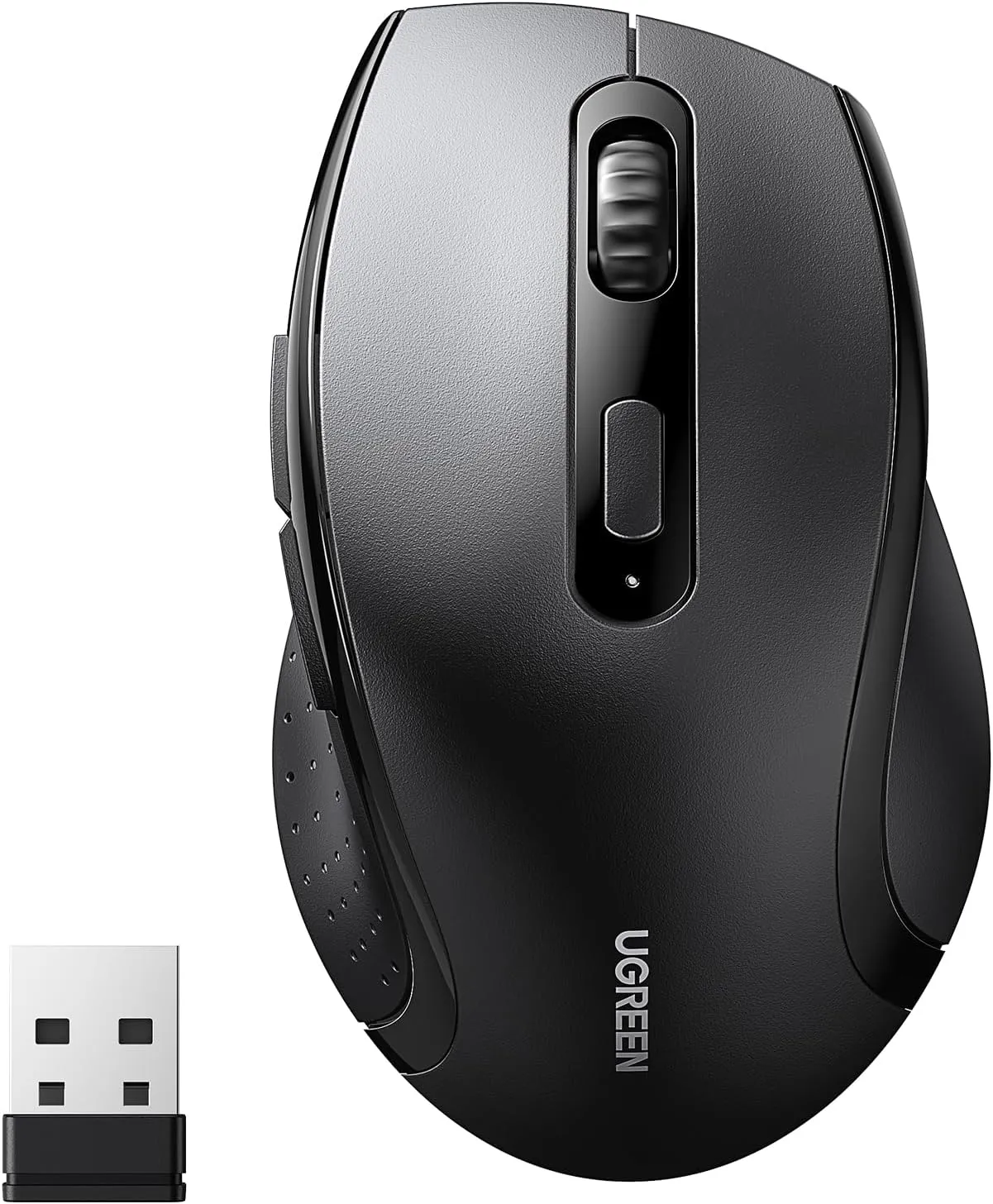Bild von UGREEN kabellose Maus mit 2.4G, 1600 DPI, 6 Tasten und Nano Empfänger, 12 Monate Batterielaufzeit, für PC und Mac, in Schwarz