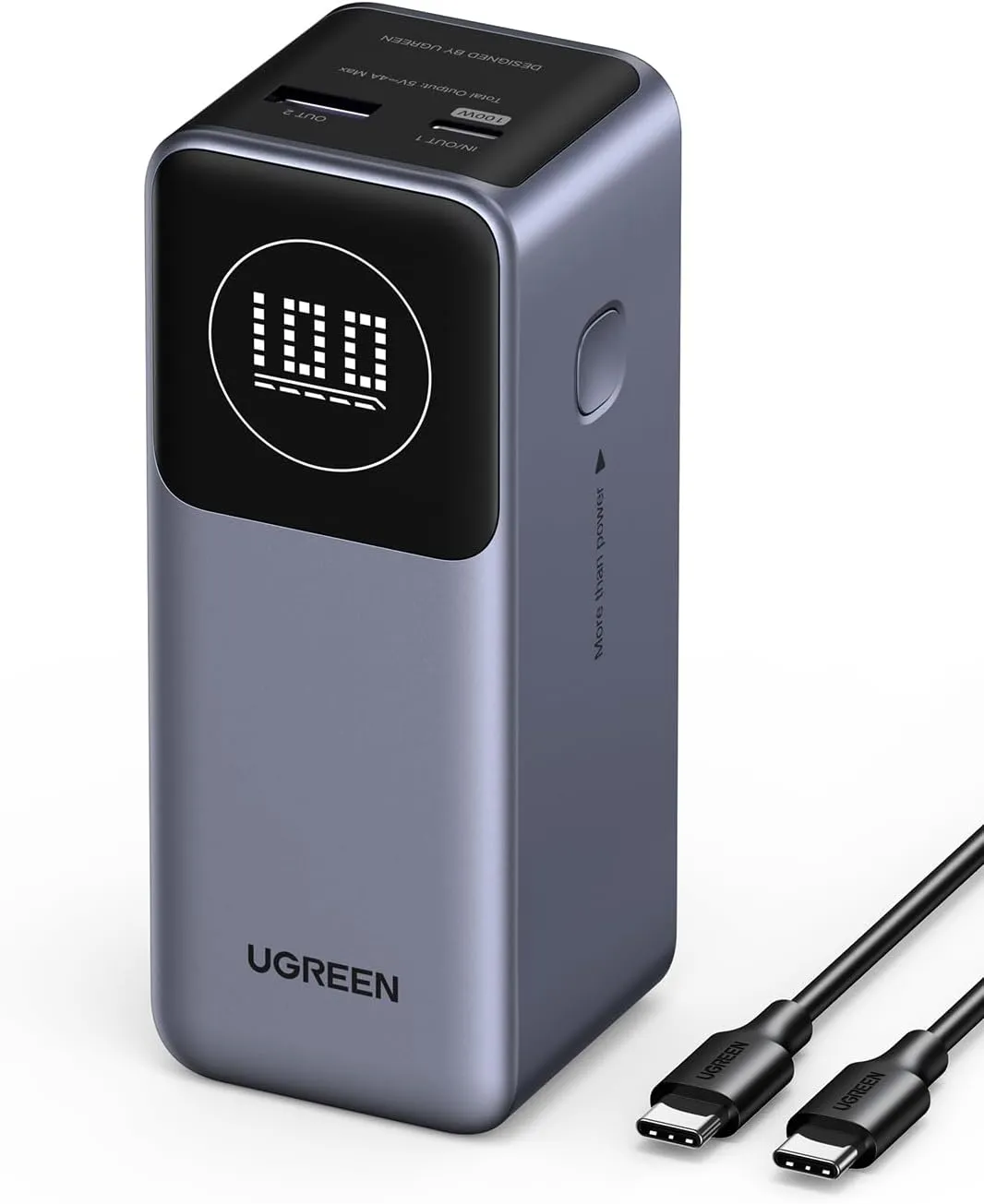 Bild von UGREEN Nexode 12000mAh Powerbank mit 100W und 2 Ports, digitalem Display und USB-C PD 3.0 (kompatibel mit iPhone 16, Galaxy S24 Ultra, iPad und mehr)