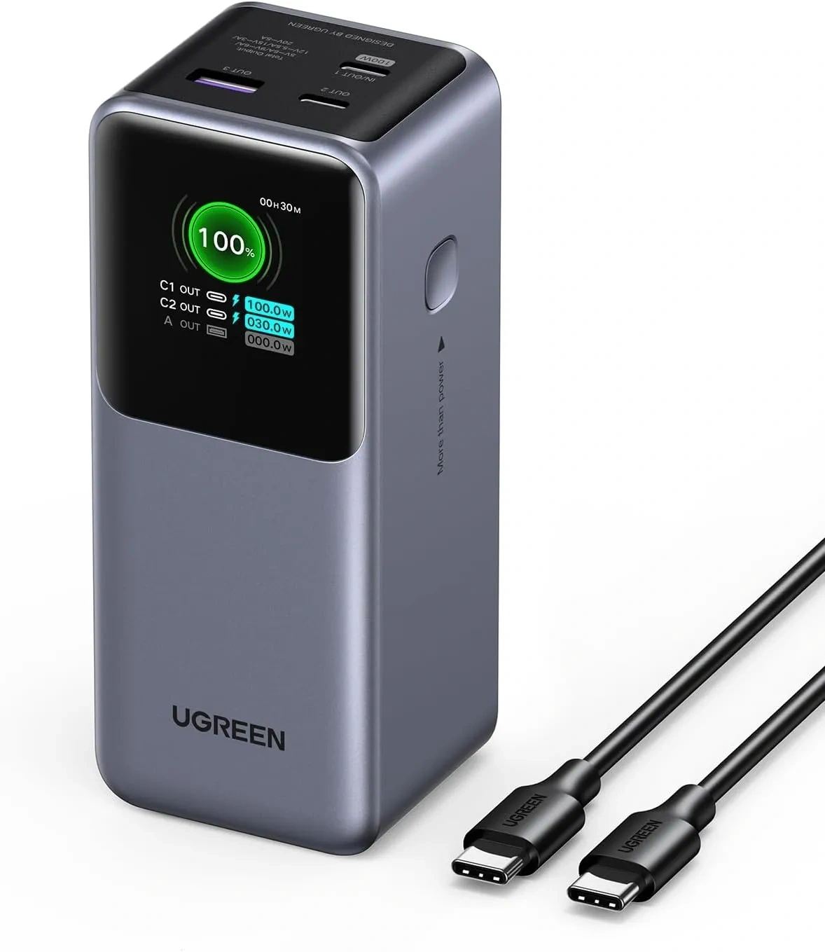 Bild von UGREEN Nexode 20000mAh Powerbank mit 130W Schnellladung und Digitaldisplay