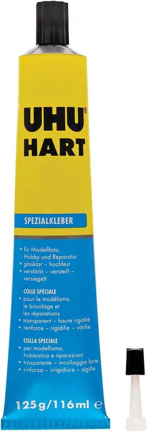 Bild von UHU Spezialkleber Hart in einer 125 g Tube, glasklar und schnell trocknend für Modellbau und Bastelarbeiten
