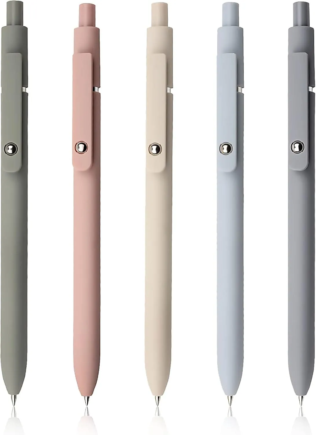 Bild von UIXJODO Gelstifte Set mit 5 Stiften, 0,5 mm feine Spitze und japanischer schwarzer Tinte für glattes Schreiben in Morandi Farben