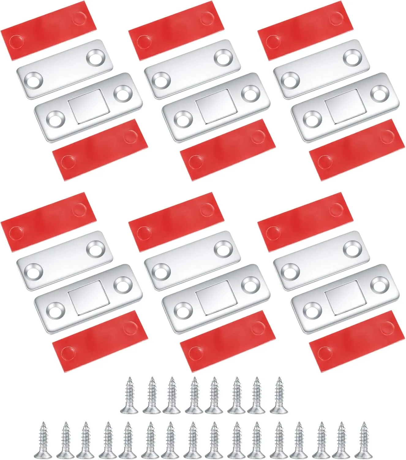 Bild von Ultradünne Türmagnete im 6er Set aus Edelstahl für Schiebetüren und Schränke in Silber