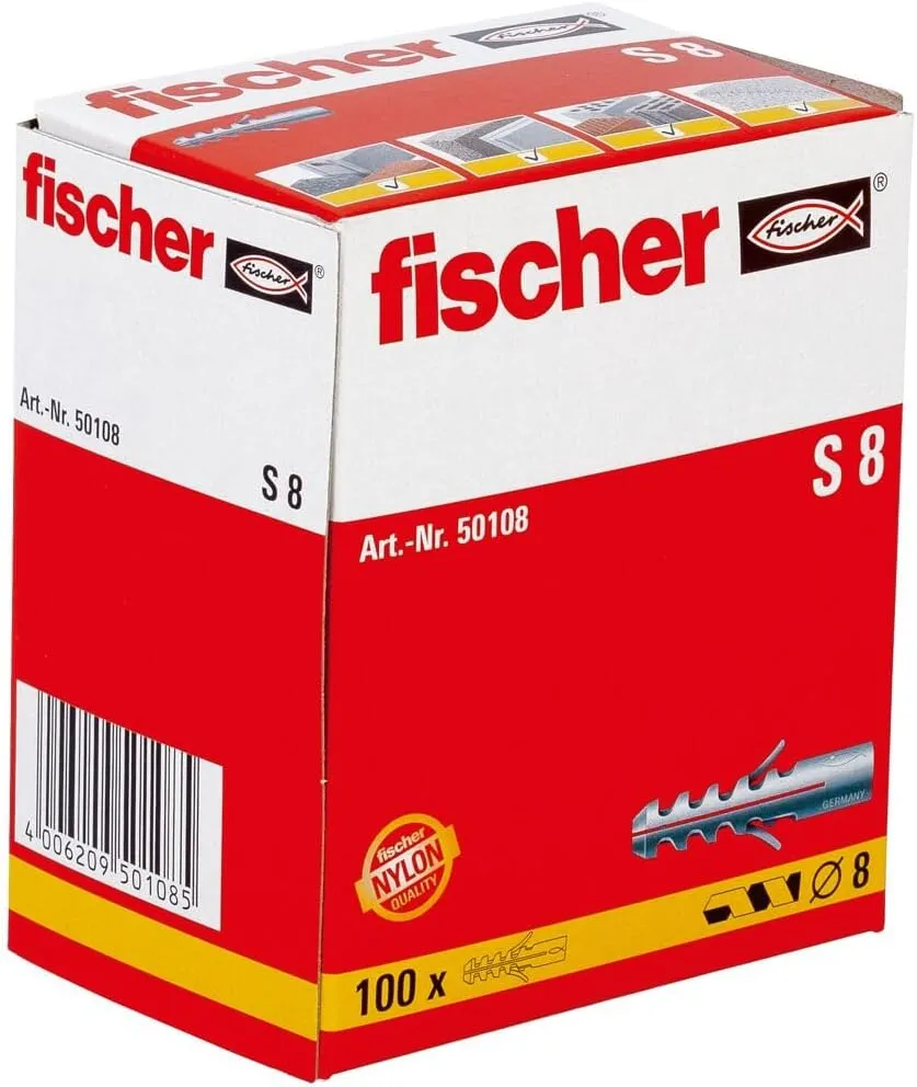 Bild von Unbekannt S 8 Spreizdübel mit 2-fach-Spreizung für Bewegungsmelder und Briefkästen, 100 Stück, Art.-Nr. 50108, grau