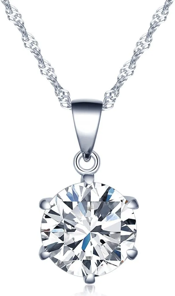 Bild von Unendlich U Halskette aus 925 Silber mit 6 Krallen und Diamant für Frauen und Mädchen