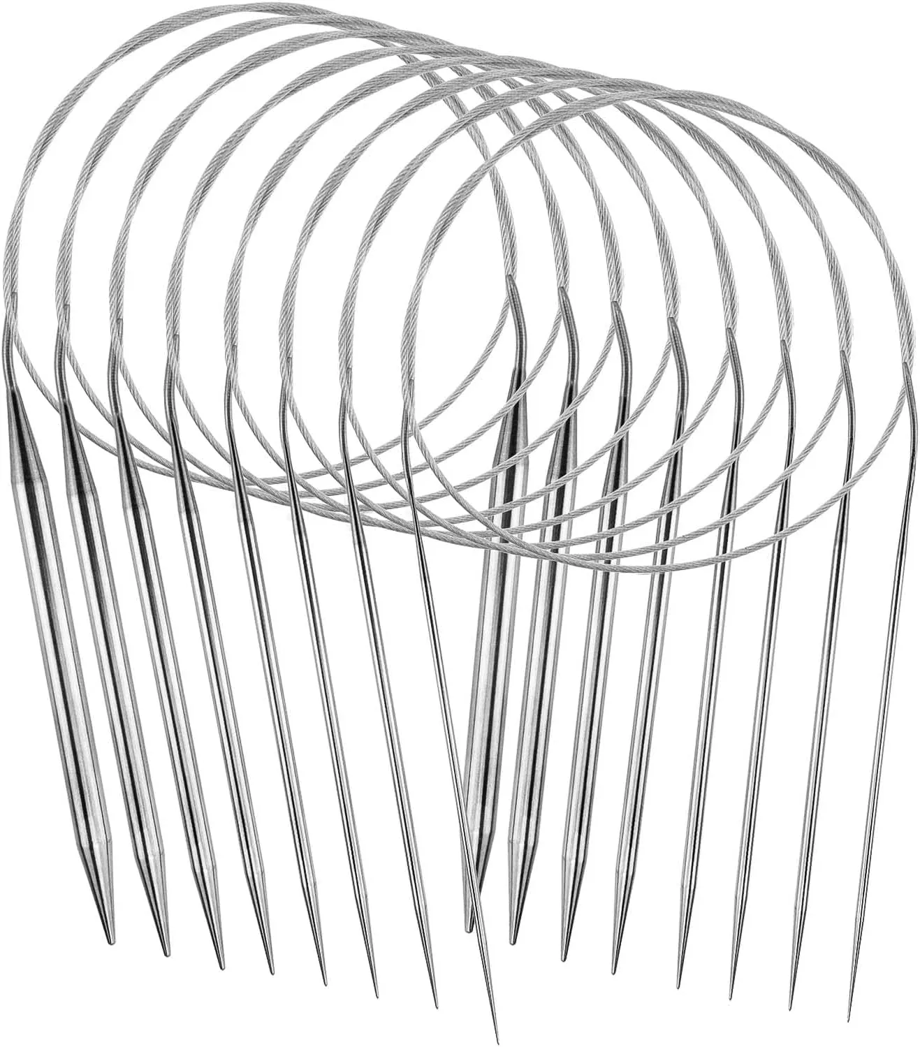 Bild von Unvtap Rundstricknadeln Set mit 8 Edelstahl-Nadeln in den Größen 2 bis 8 mm und einer Länge von 80 cm