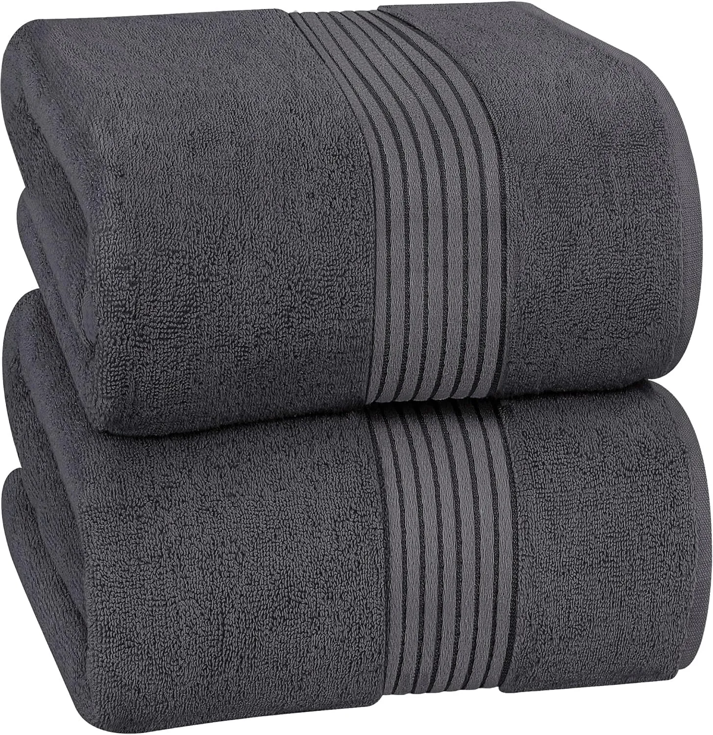 Bild von Utopia Badetuch Set mit 2 großen Tüchern in Grau, 100% Baumwolle, 90 x 180 cm, sehr saugfähig und mit Aufhänger