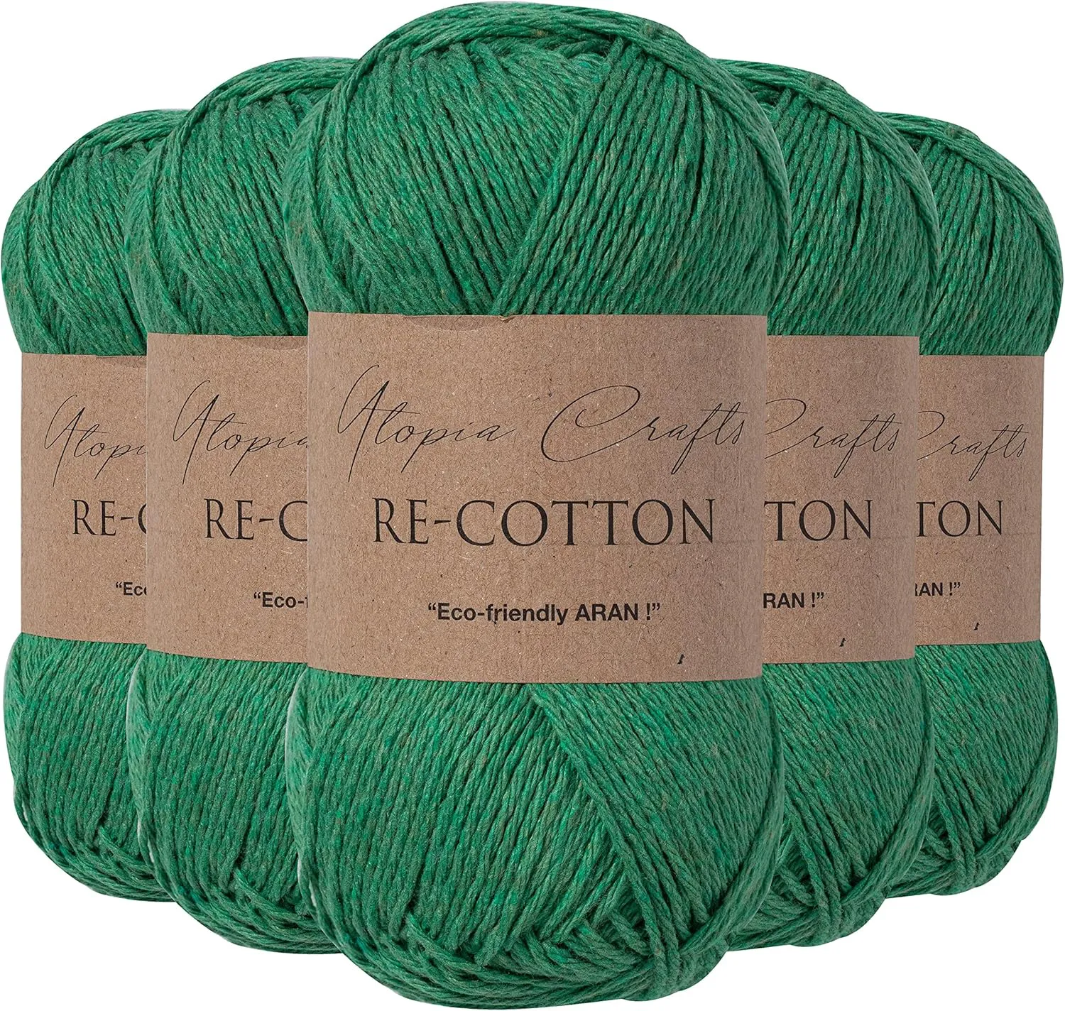 Bild von Utopia Crafts Re-Cotton Strickgarn in Dunkelgrün mit 5 x 100 g