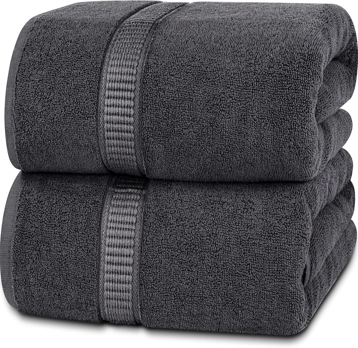 Bild von Utopia Towels 2er Set große Badetücher aus Baumwolle in Grau, 90 x 180 cm mit Aufhänger